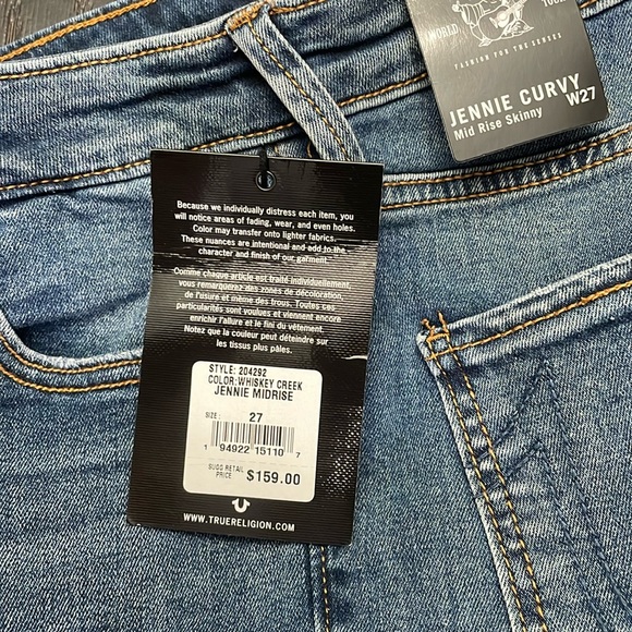 True Religion Jennie Curvy Mid Rise skinny 27 jeans - adorable never worn - Picture 2 of 7